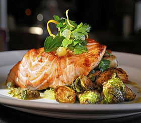 Garlic Roasted Salmon & Brussels Sprouts
