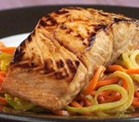 Teriyaki Salmon over Sesame Broccoli Noodles