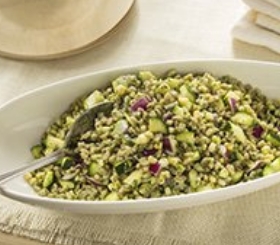 Zucchini Farro Salad with Homemade Pesto