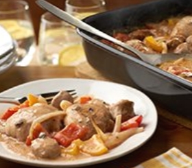 One Dish Creamy Chicken & Sausage Bake