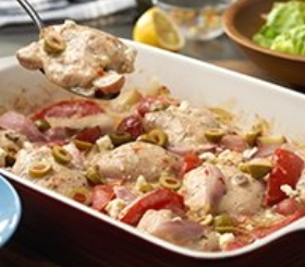 One Dish Roasted Mediterranean Chicken