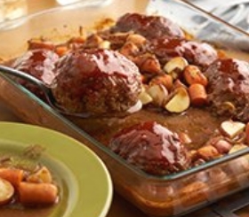 One Dish Brown Sugar Bourbon Mini Meatloaves