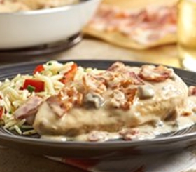 Chicken & Bacon with White Wine Sauce