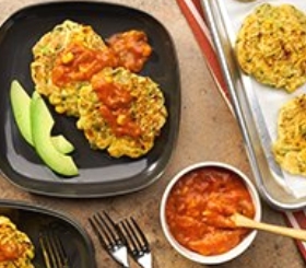 Zucchini Corn Fritters with Avocado