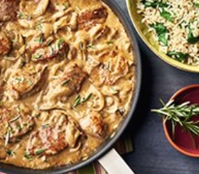 Pork Medallions in a Creamy Caramelized Onion & Mushroom Sauce