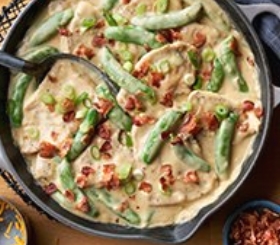 Turkey Scaloppini in Cheddar-Bacon Sauce