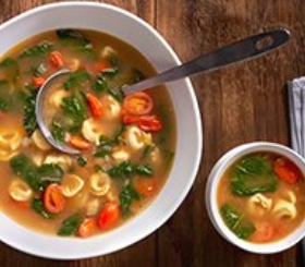 Tortellini en Brodo with Roasted Tomatoes & Spinach