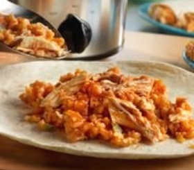 Slow Cooker Mexican Chicken & Rice Wraps