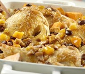 Glazed Chicken with Fruit & Sweet Potatoes