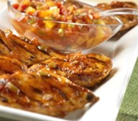 Chicken with Picante Peach Salsa