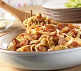 Fettuccine with Smoked Sausage & Mushroom Sauce