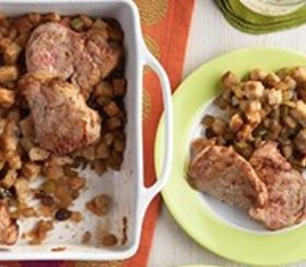 Baked Pork with Apple Raisin Stuffing