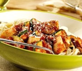 Spaghetti with Chunky Chicken-Vegetable Sauce