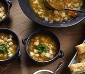 Vegetable Bean Soup with Fresh Pesto