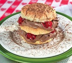 Chocolate Bavarois with Grillotes Cherries