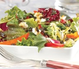 Mixed Field Greens with Goat Cheese and Niçoise Olive Vinaigrette