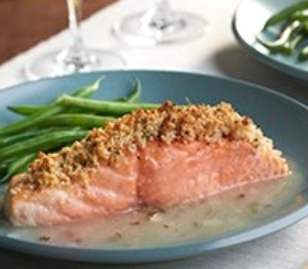 Almond-Crusted Salmon with Thyme & Lemon Butter Sauce