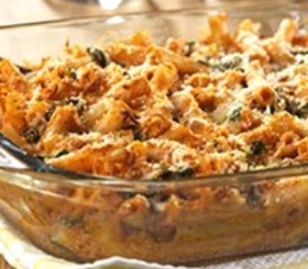 Three-Cheese Baked Ziti with Spinach