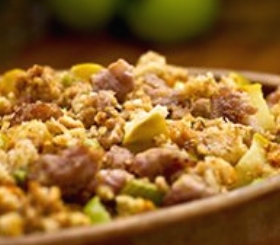 Savory Herb and Sausage Stuffing with Tangy Granny Smith Apples