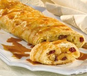 Pear & Cranberry Strudel with Caramel Sauce