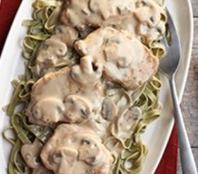 Creamy Pork Marsala with Fettuccine
