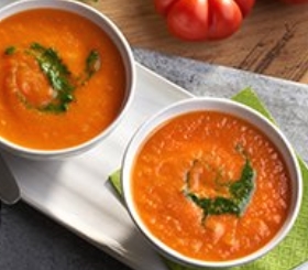 Heirloom Tomato Soup with Basil Pesto