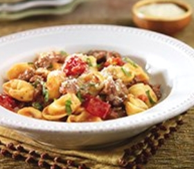 Turkey Sausage & Tortellini in Creamy Tomato Basil Sauce