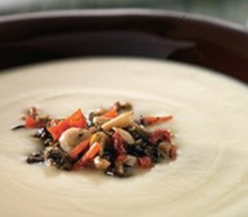 Blue Cheese Potato Soup with Olive Tapenade