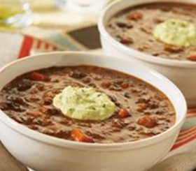 Chipotle Black Bean Soup with Avocado Cream