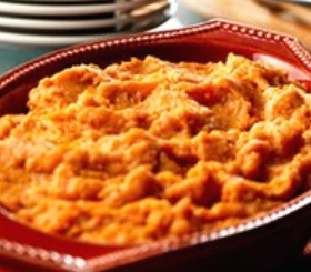 Peach & Mango Smashed Sweet Potatoes