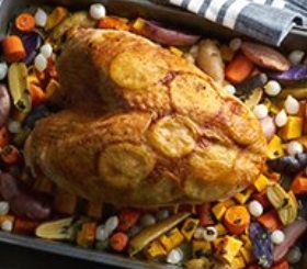 Lemon-Basil Turkey with Roasted Vegetables